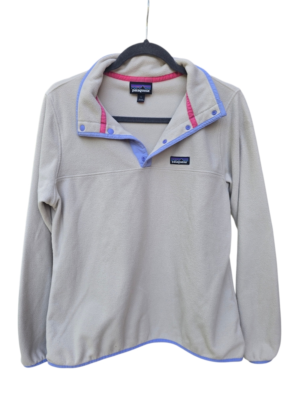 Patagonia Women's Micro D Snap-T Fleece Pullover Large Pelican/Lilac 26020 SP19